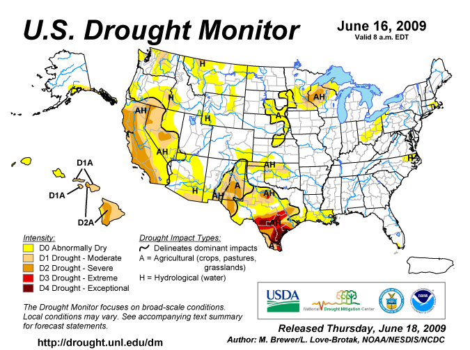 Weekly Drought Map, June 18, 2009