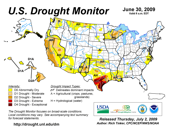 To be taken to the Weekly Drought Monitor website, click on image.