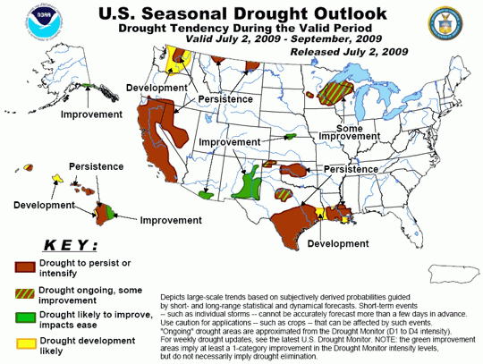 Source: National Weather Service. To link to the US Seasonal Drought Outlook webpage, click on the map image.