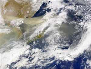 Dust storm of Beijing. Source: NASA. Click on the image to be taken to the Earth Observatory