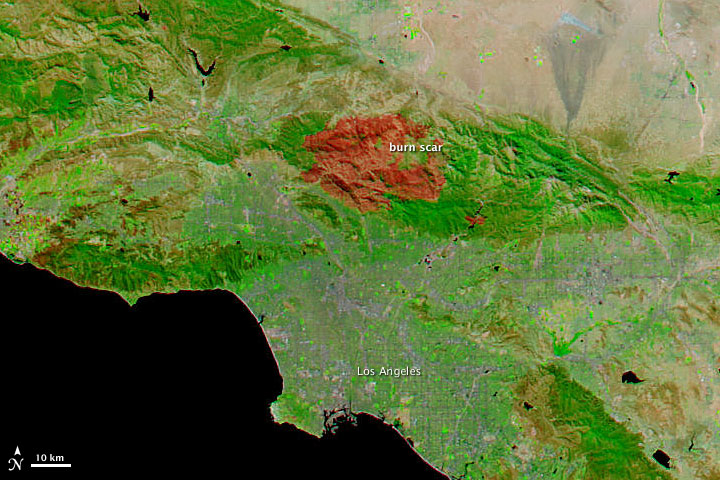 Station Fire, Los Angeles, September 16, 2009. Source: NASA's Earth Observatory