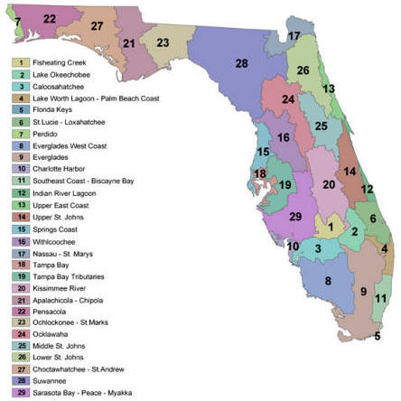 Major identified watersheds of Florida. Source: Florida Department of Environmental Protection