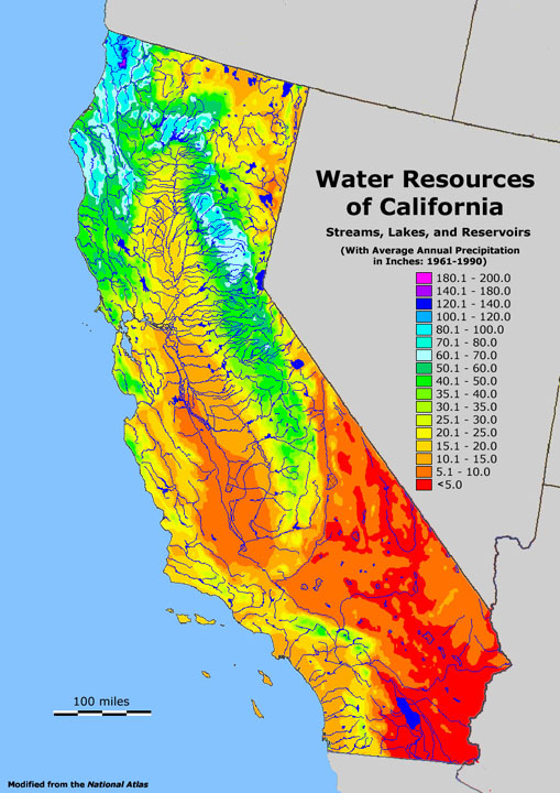 Water resources map of California. Source: USGS