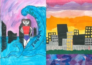 Two finalists of the water superhero contest Second and third place winners are Yramiz Gonzalez, a 5th grade student C.A. Frost Environmental Science Academy and Claire VanZelst, a 6th grade student at Northern Trails 5/6.